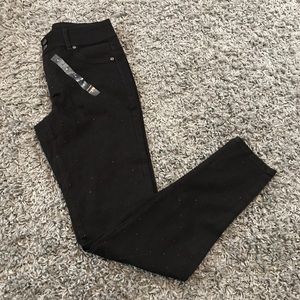 Soho High Waist Legging Jean 4 Rhinestones Black